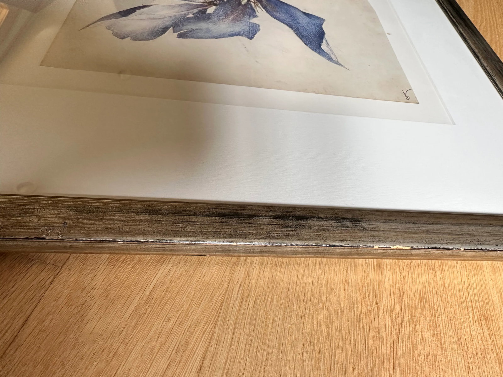 Horst Janssen Blue Floral 1987 Offset Lithograph Germany, Framed - 6