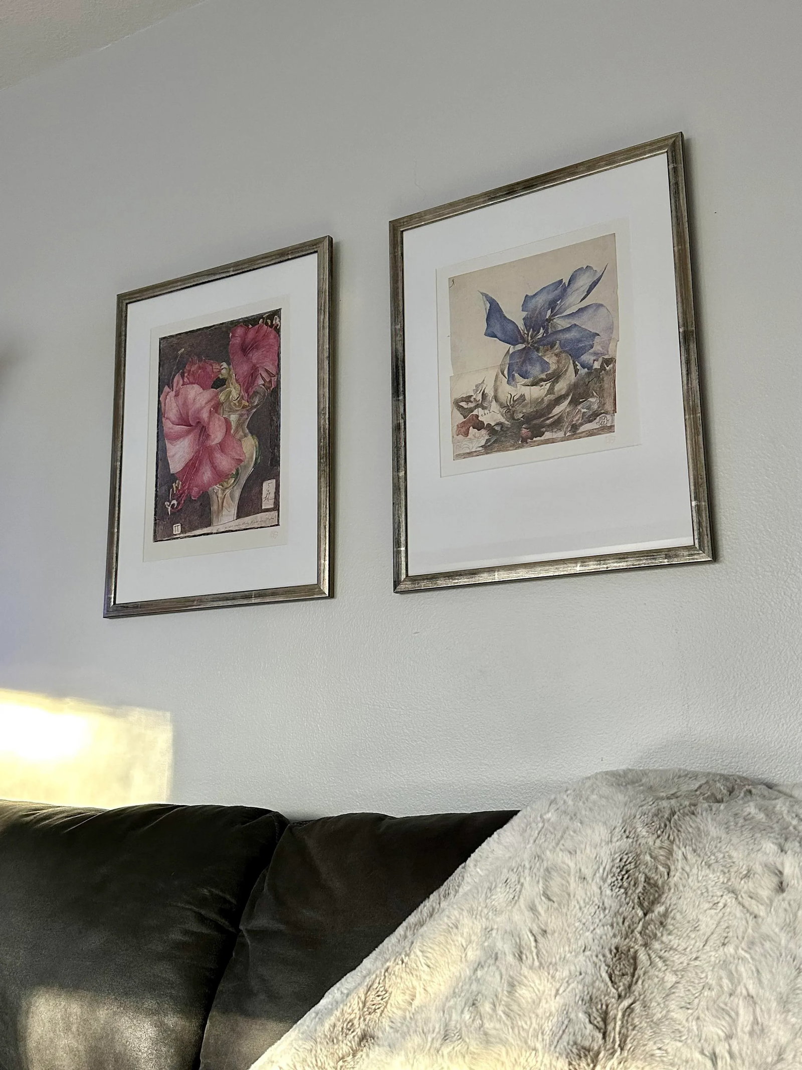 Horst Janssen Blue Floral 1987 Offset Lithograph Germany, Framed - 8