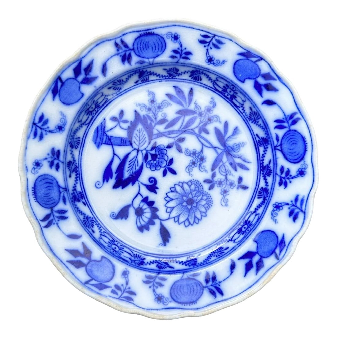 Early 20th Century English Blue Onion Flow Blue Plate (1 of 8)