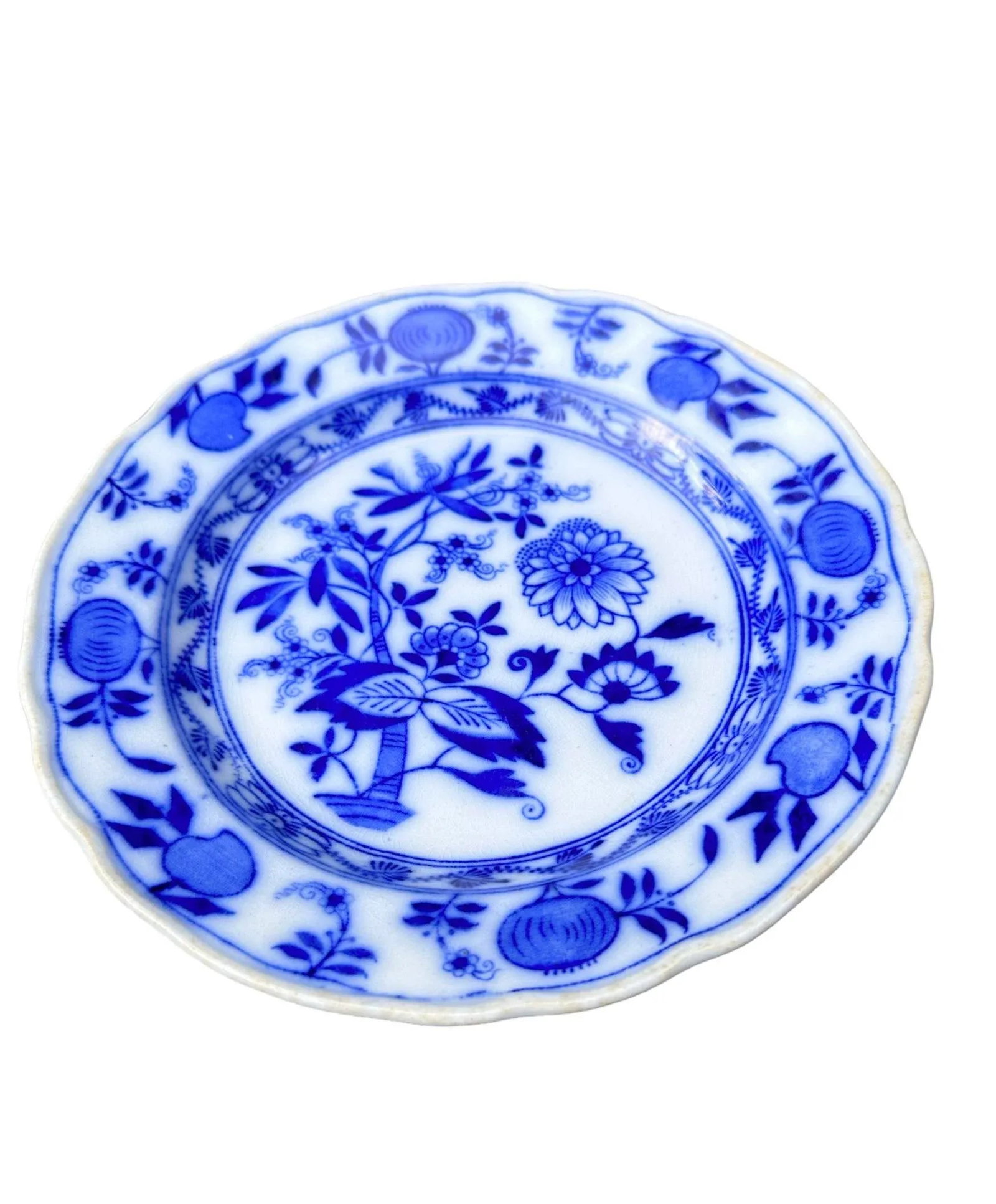 Early 20th Century English Blue Onion Flow Blue Plate - 3