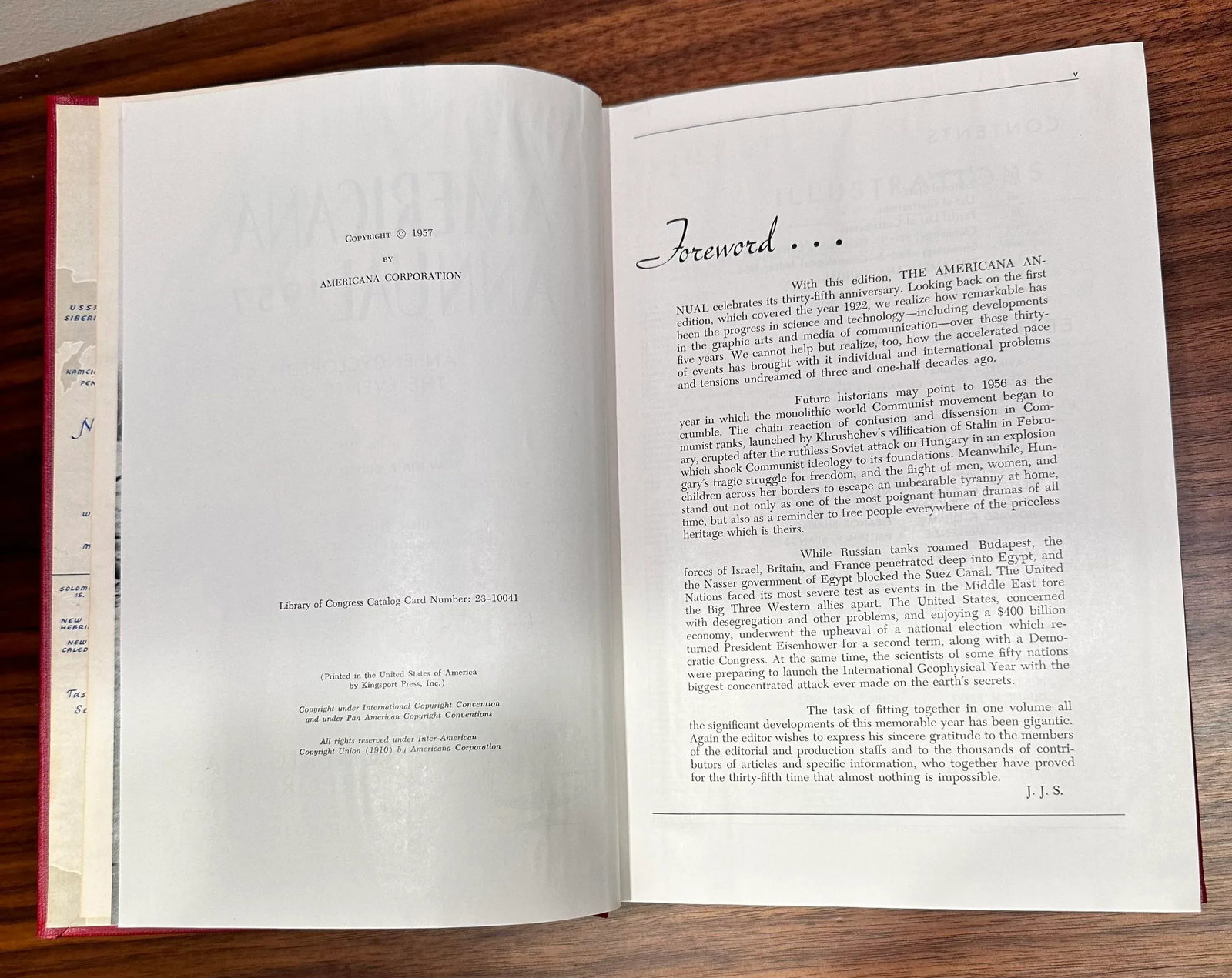 1957 the Americana Annual Hardcover Book Encyclopedia Events of 1956 - 4