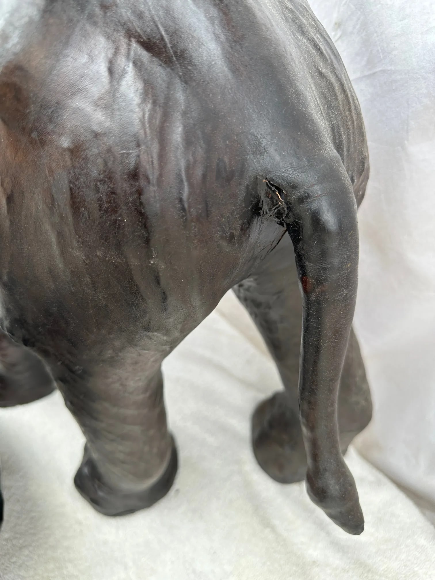 Large Antique Leather Wrapped Elephants-A Set - 11