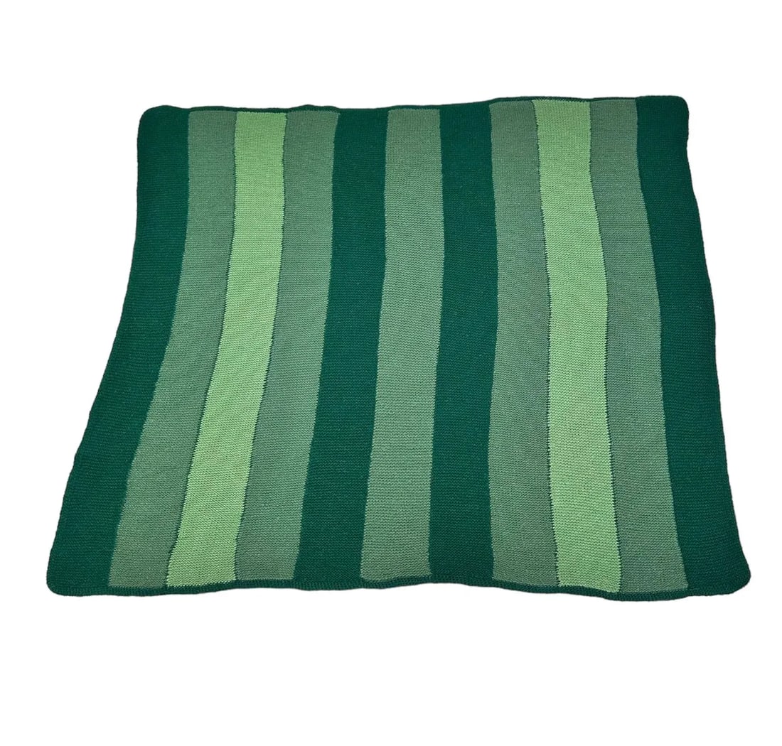 Vintage Mid-20th Century Green Hand Knit Wool Blend Throw - 4