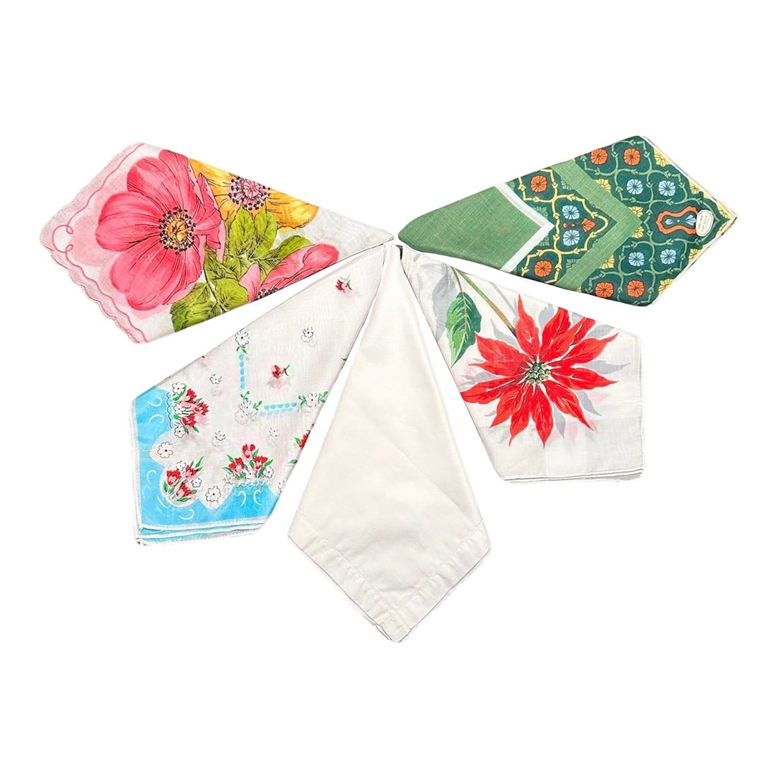 Vintage Set of 5 Women's Floral Handkerchiefs (1 of 11)