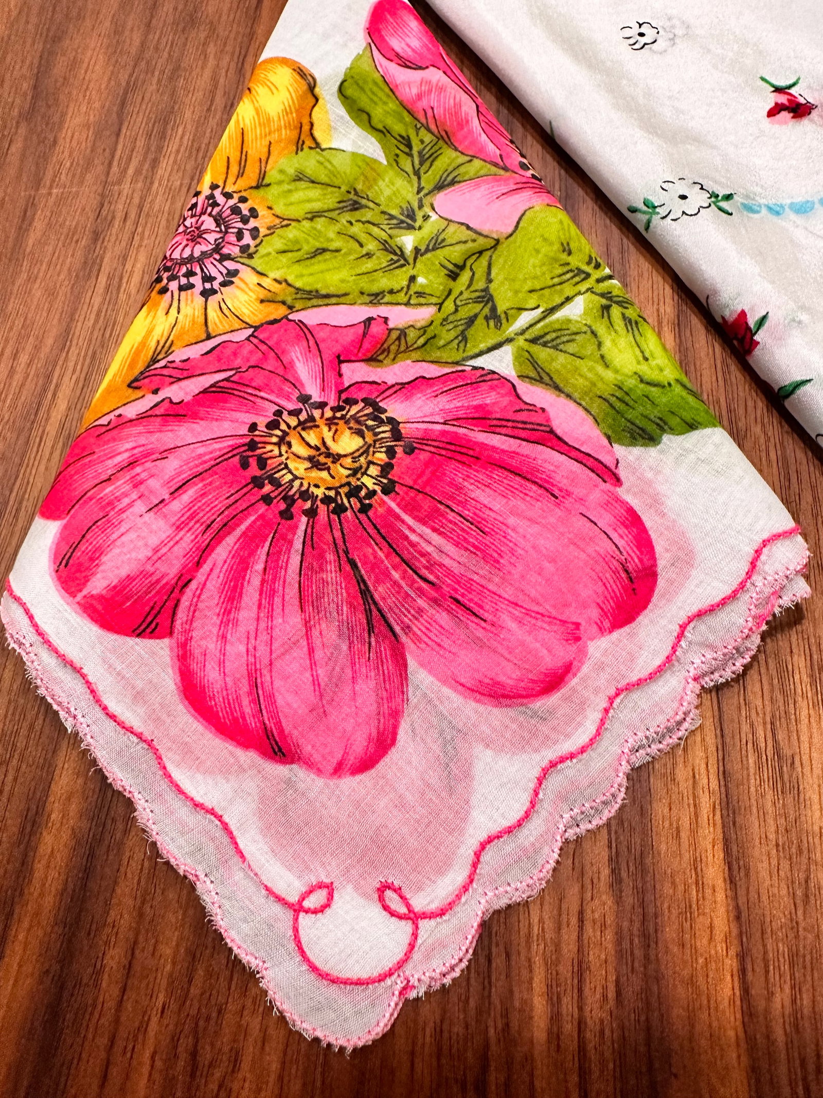 Vintage Set of 5 Women's Floral Handkerchiefs - 3