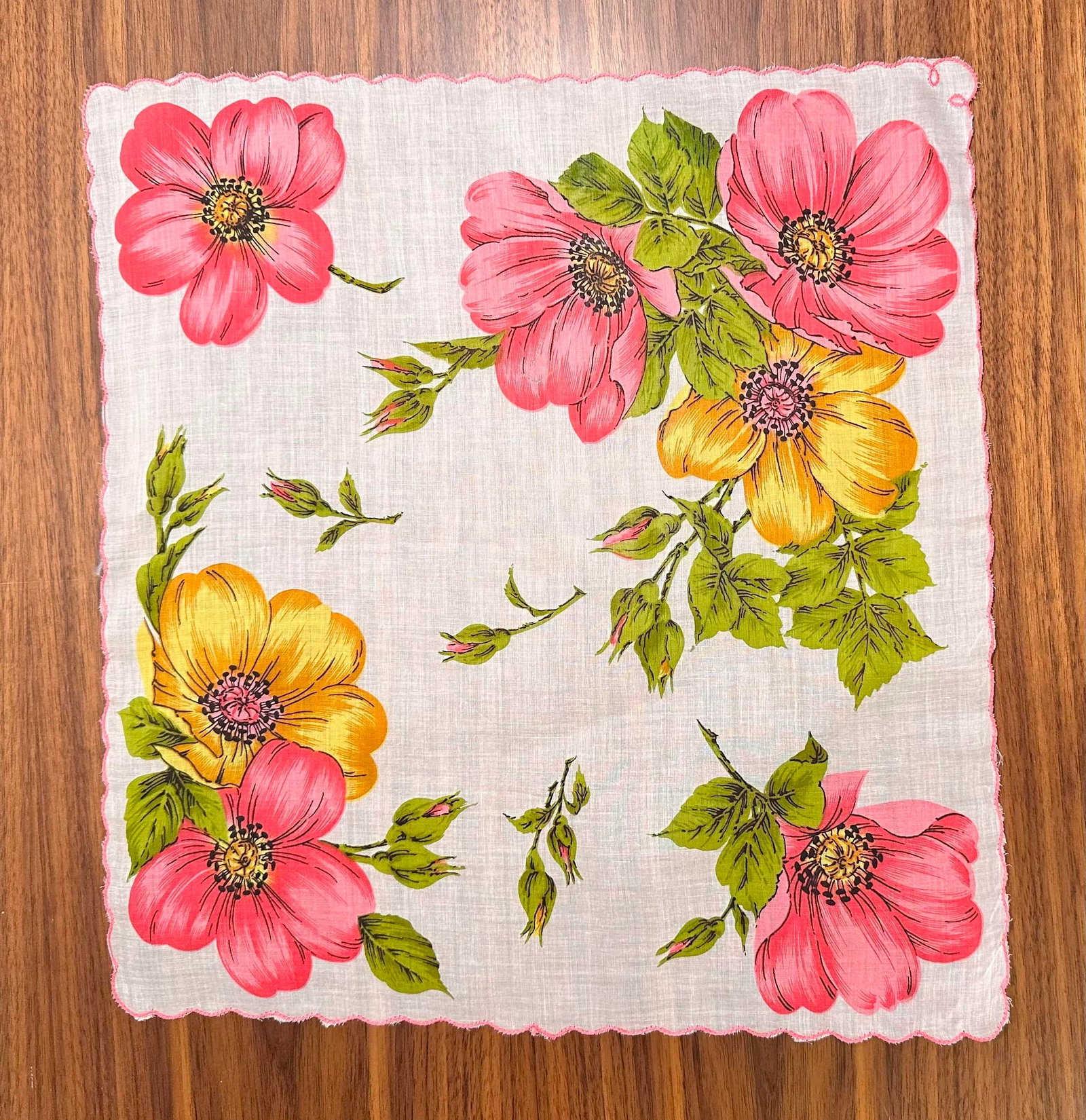Vintage Set of 5 Women's Floral Handkerchiefs - 7