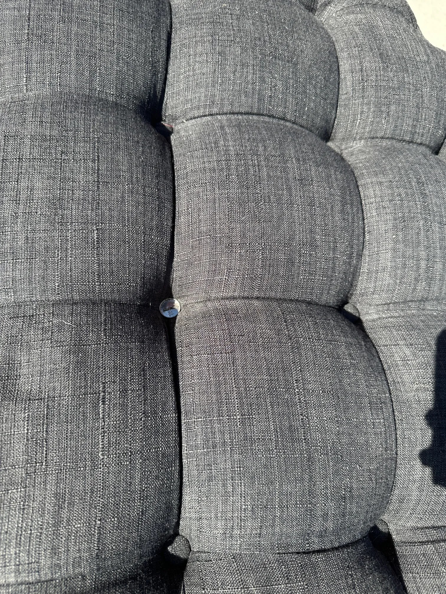 Gray Tufted Round Ottoman/Coffee Table - 6