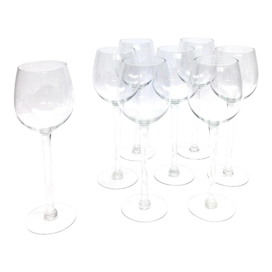Hand Blown French Crystal Tall Wine Glasses Stemware Set of 8: Your perfect glass for the holidays. These beautiful Crystal glasses have been lovingly stored away for decades. In new condition and ready to use. These are the perfect size for serving white or red