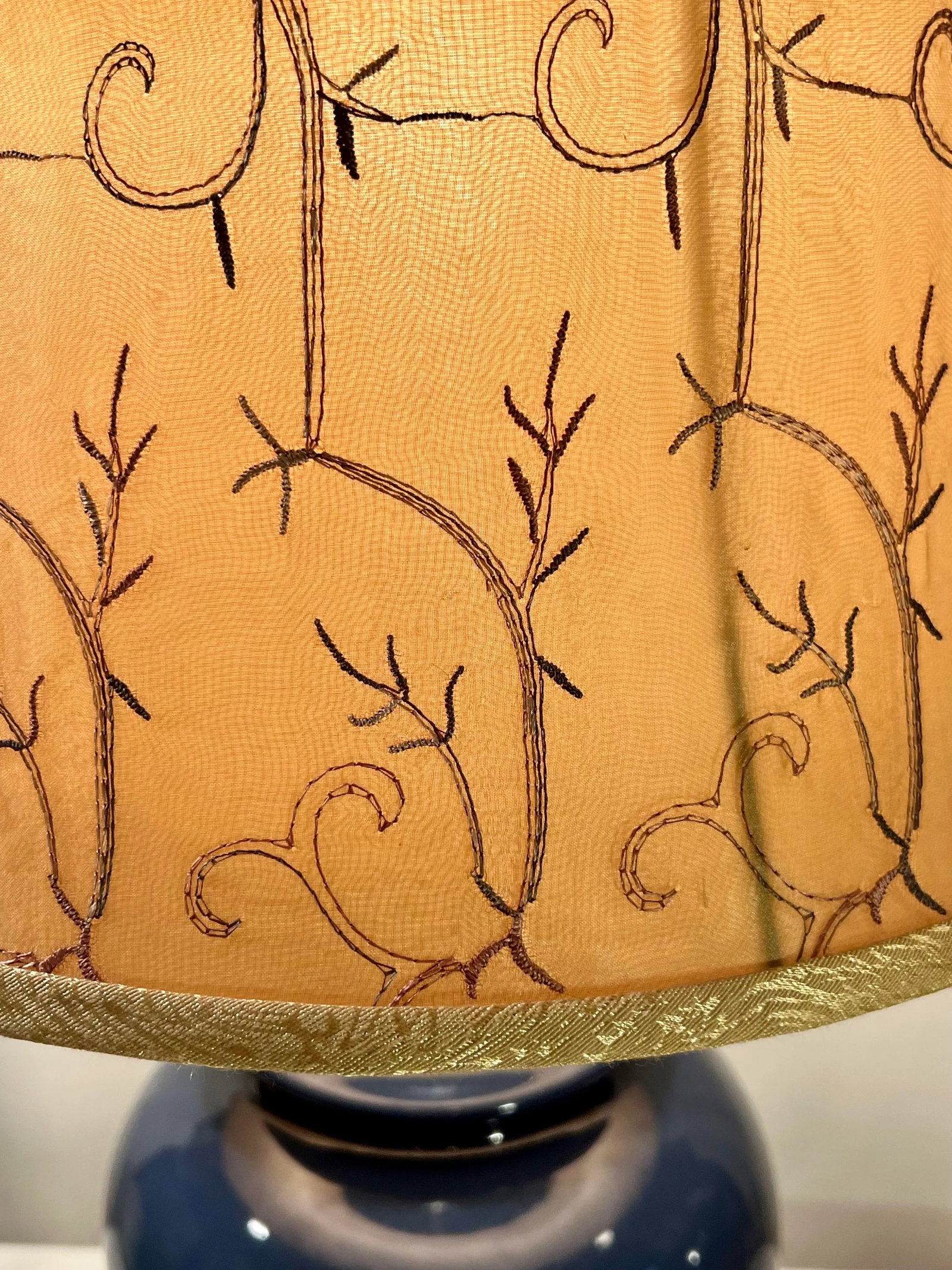 Vintage Chinouserie Indigo Blue Ginger Jar Style Table Lamp With Shade - 3