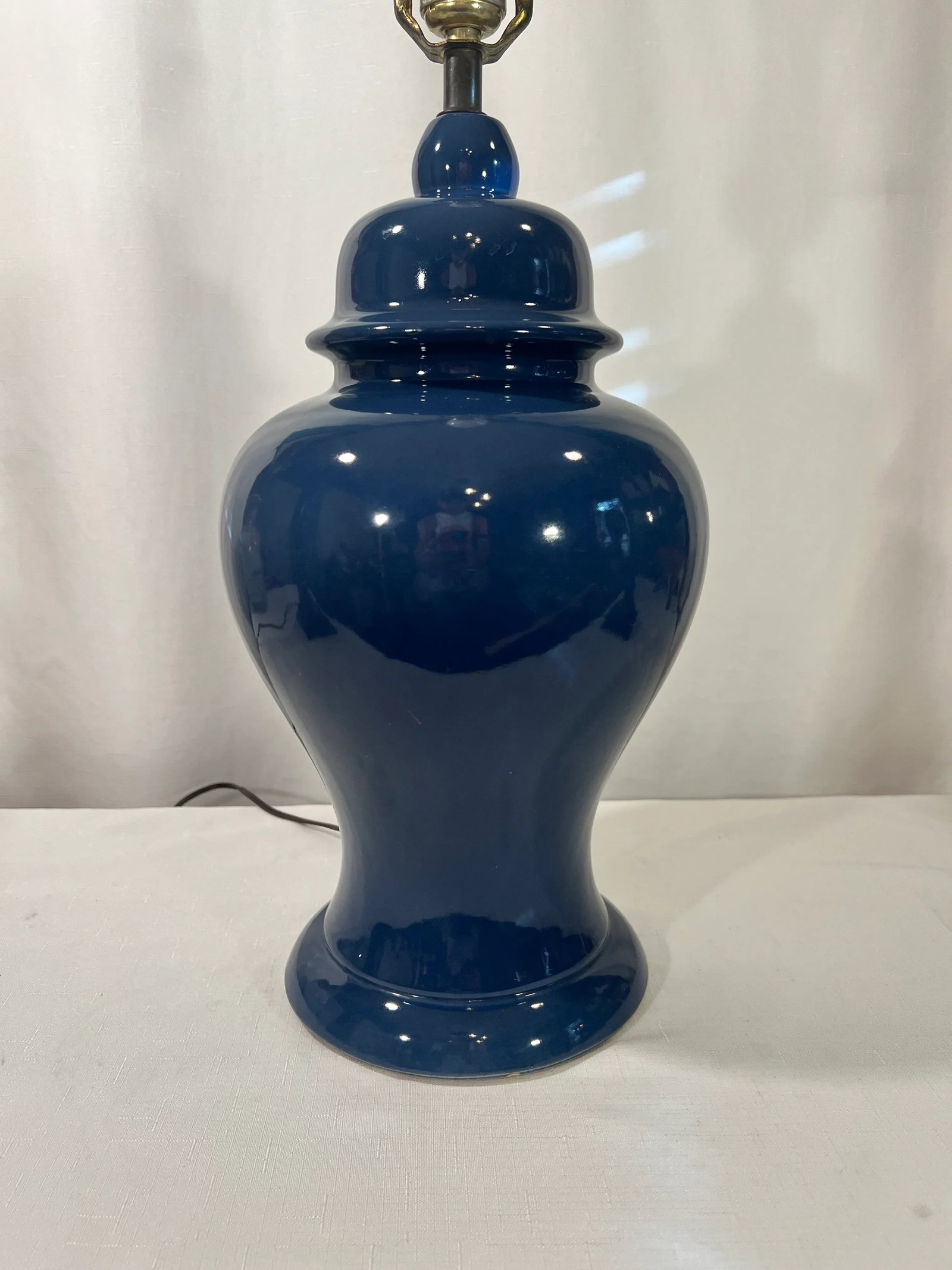 Vintage Chinouserie Indigo Blue Ginger Jar Style Table Lamp With Shade - 6
