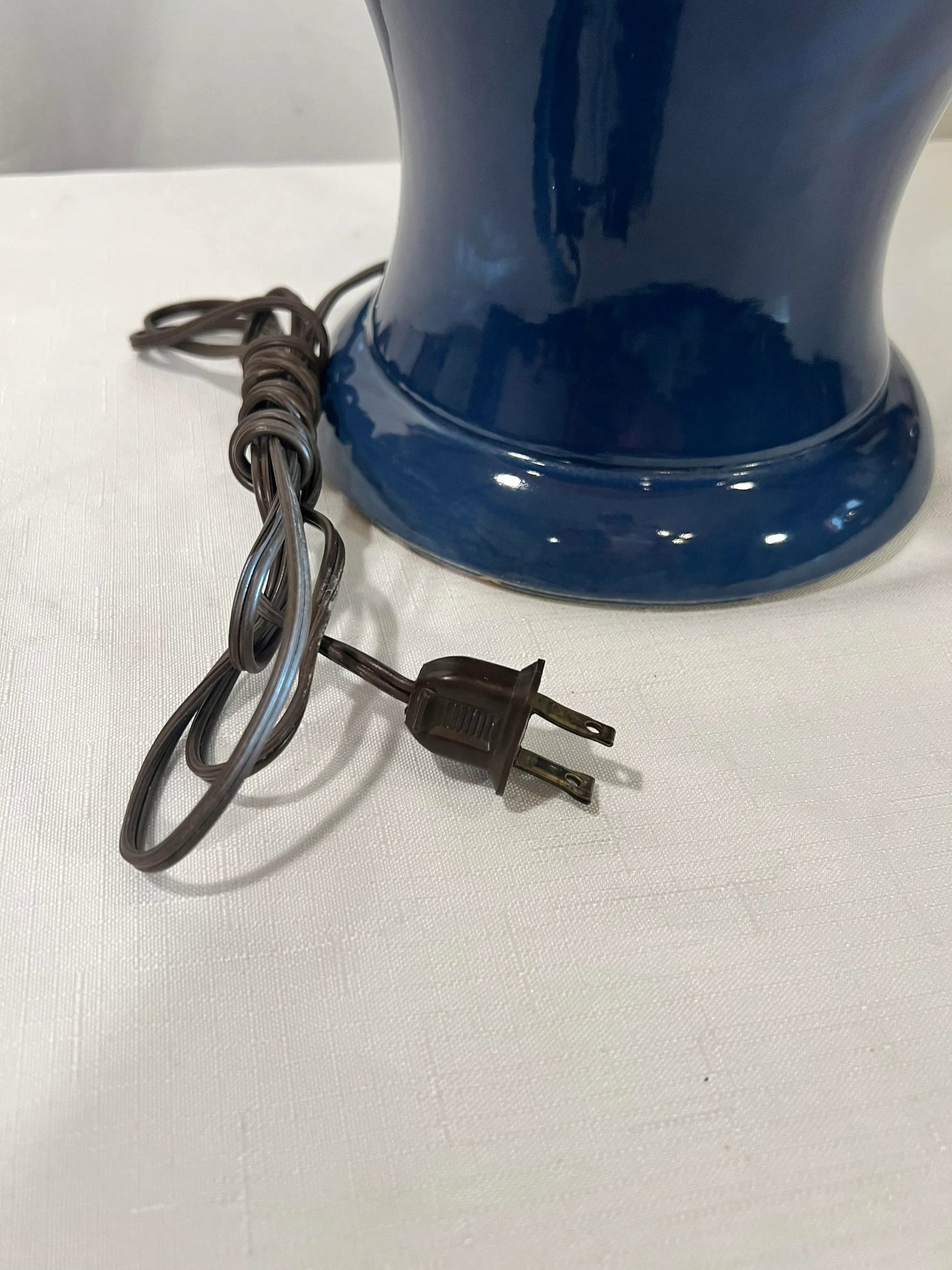 Vintage Chinouserie Indigo Blue Ginger Jar Style Table Lamp With Shade - 9