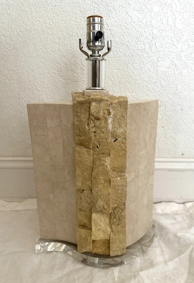 Vintage Tessellated Stone Table Lamp - 2