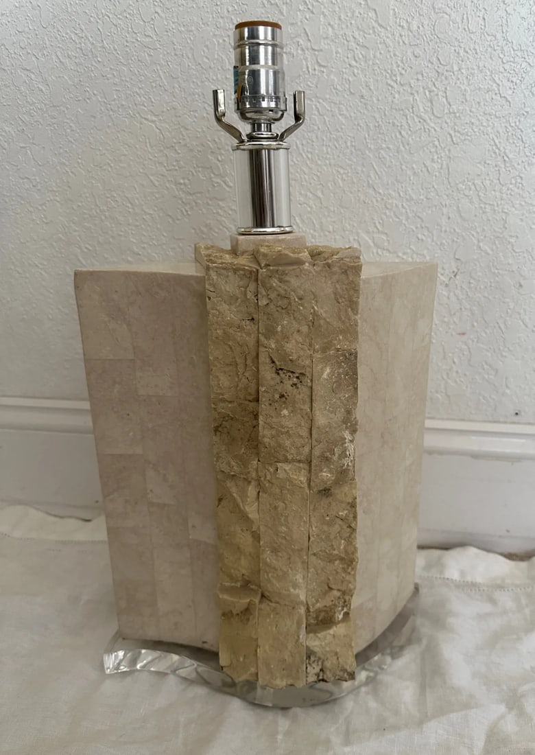 Vintage Tessellated Stone Table Lamp - 8