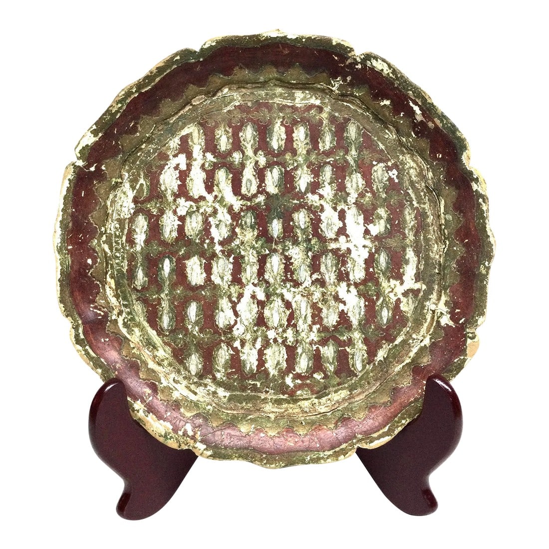 Antique Arts and Crafts Wooden Plate With Display Stand (1 of 12)