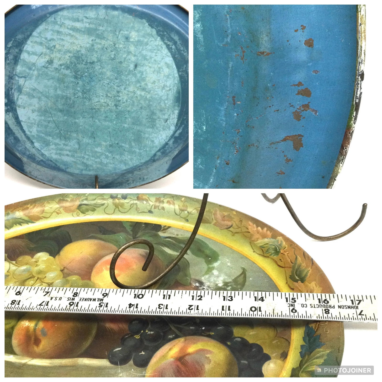 Authentic Antique Toleware Platter Serving Tray - 12