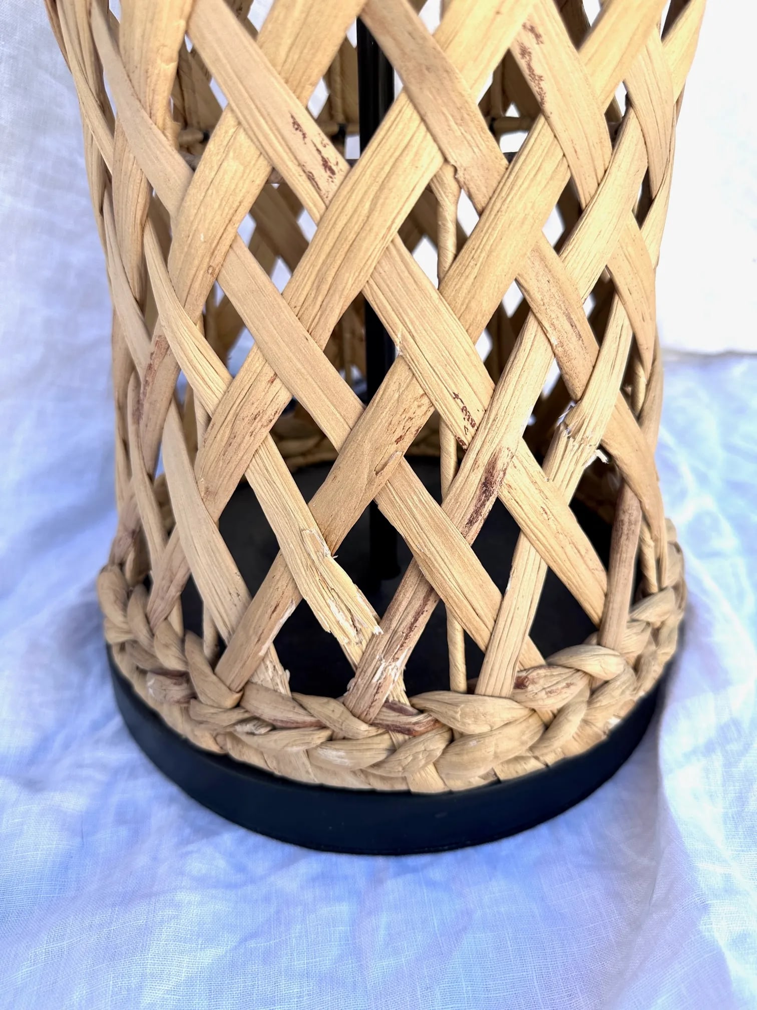 Coastal Raffia Lattice Table Lamp W/Shade - 3