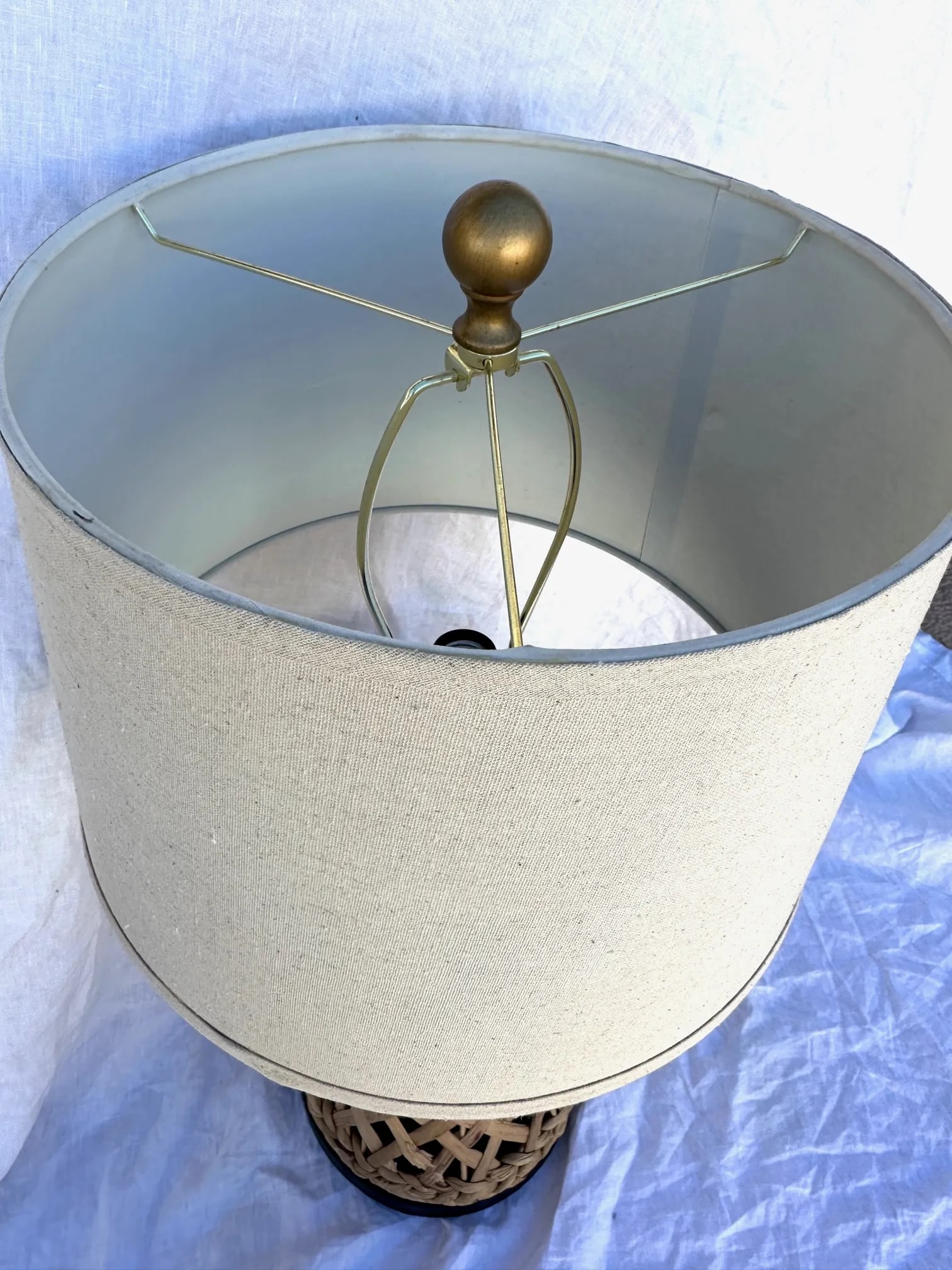 Coastal Raffia Lattice Table Lamp W/Shade - 4