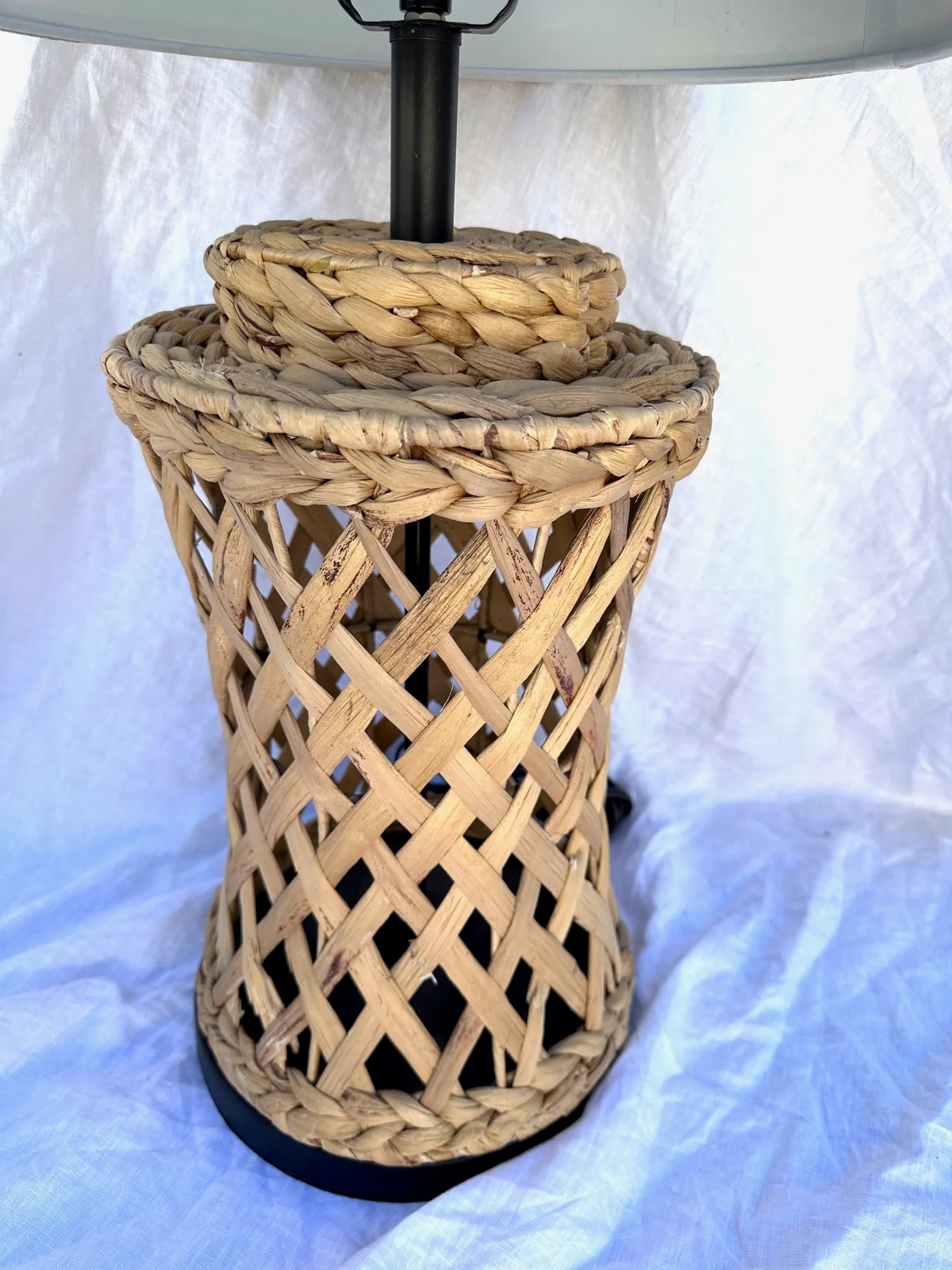 Coastal Raffia Lattice Table Lamp W/Shade - 6