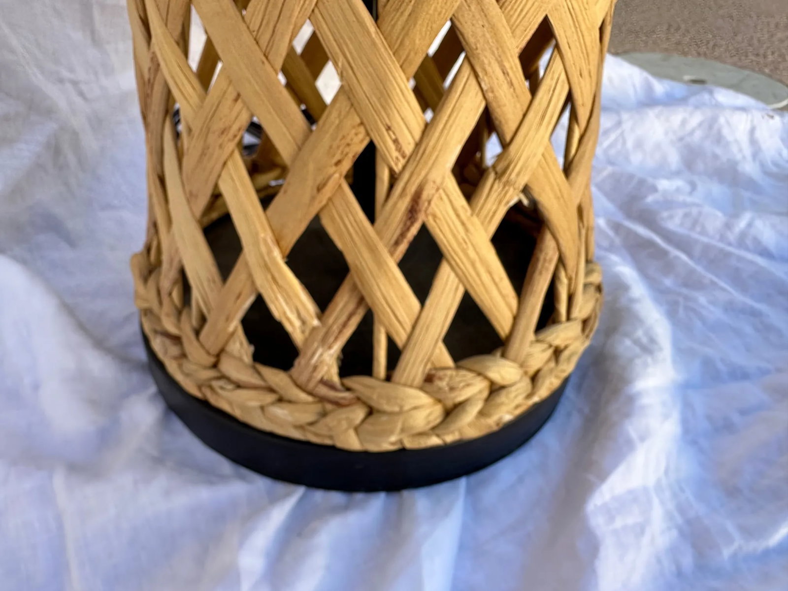 Coastal Raffia Lattice Table Lamp W/Shade - 8