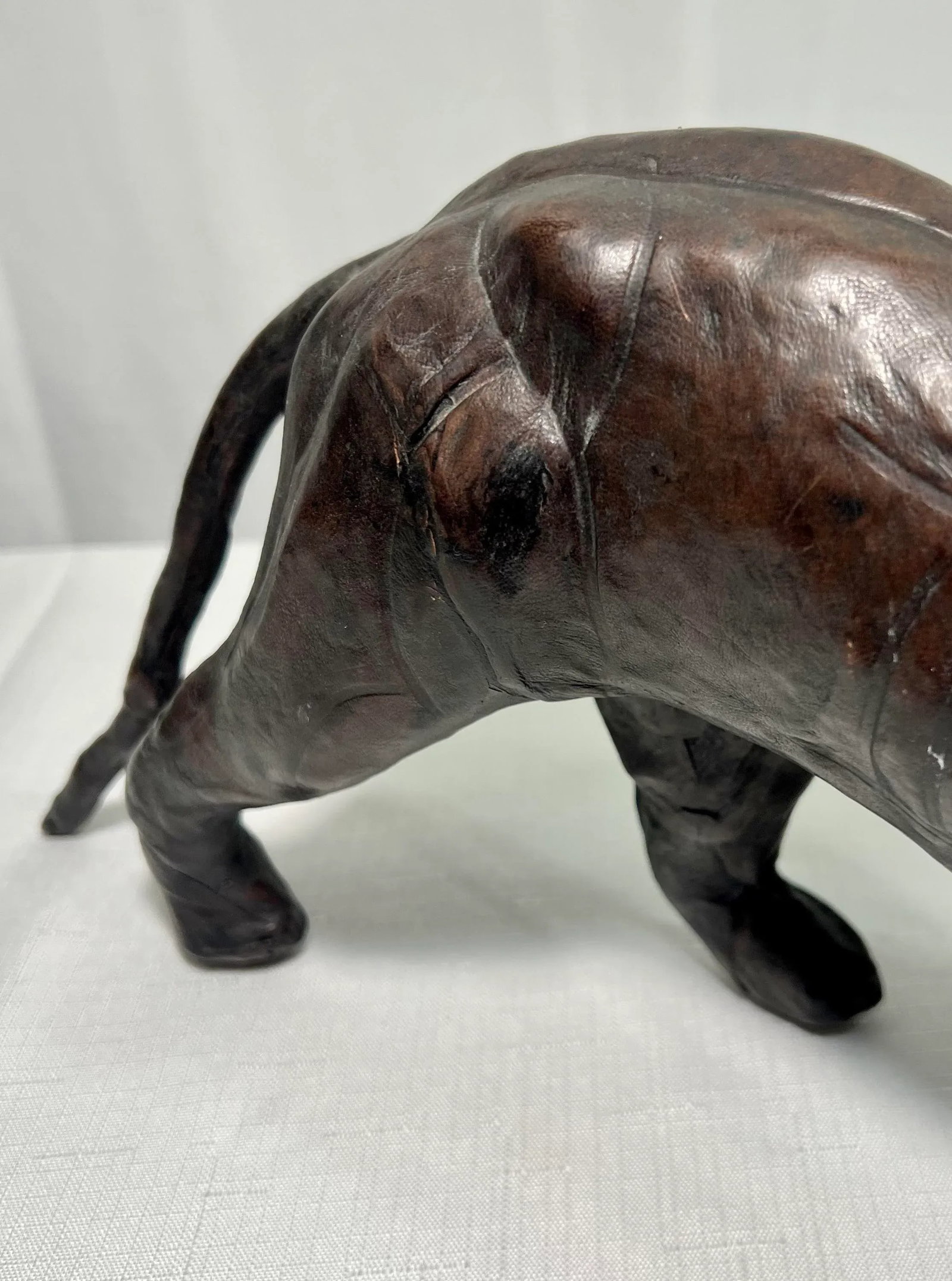 Mid - Century Leather Wrapped Black Panther Figurine - 8
