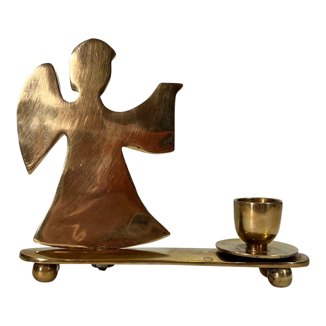 Vintage Holiday Brass Angel Candlestick Holder: Welcome to Turtle and Crane! Let us introduce to you this This Vintage Mid-Century Polished Brass Angel Candlestick Holder a truly enchanting piece that will bring a touch of elegance and serenity to