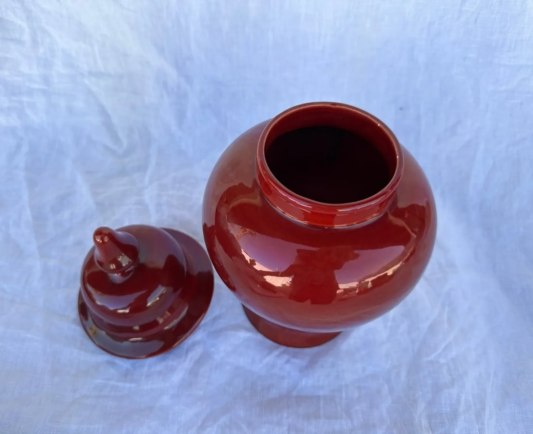 W & J Sloane Burgundy Hung Ginger Jar - 3