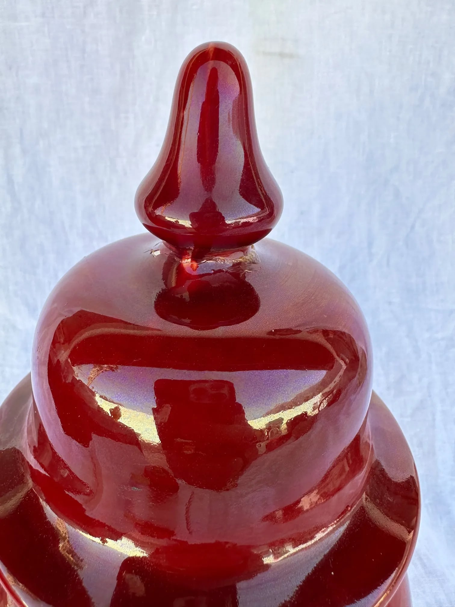 W & J Sloane Burgundy Hung Ginger Jar - 5