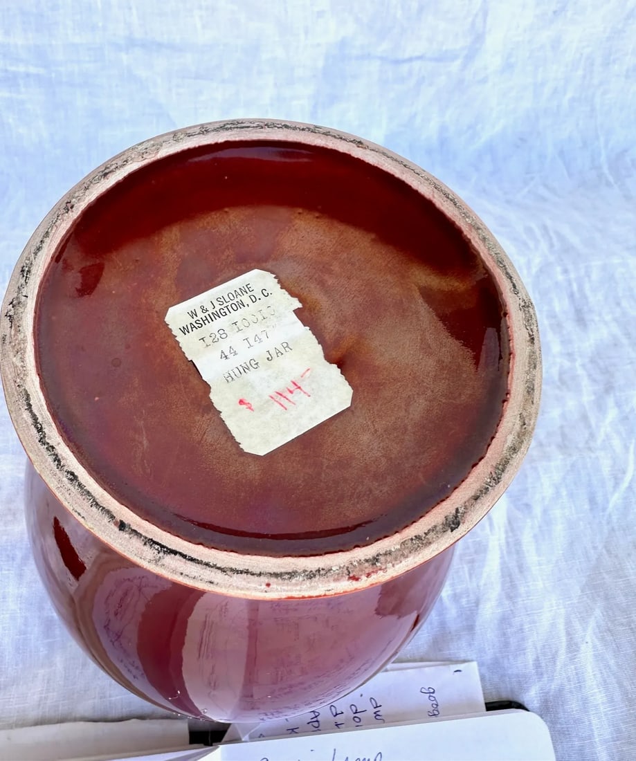 W & J Sloane Burgundy Hung Ginger Jar - 6
