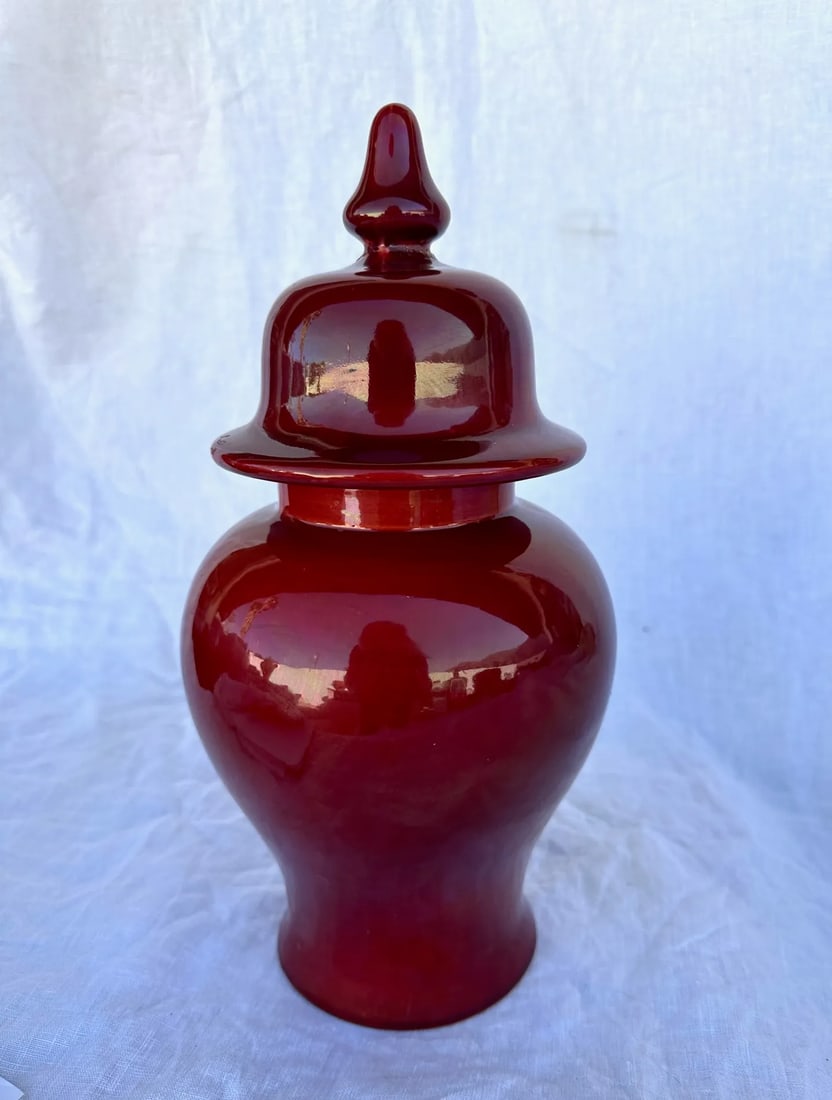 W & J Sloane Burgundy Hung Ginger Jar - 7