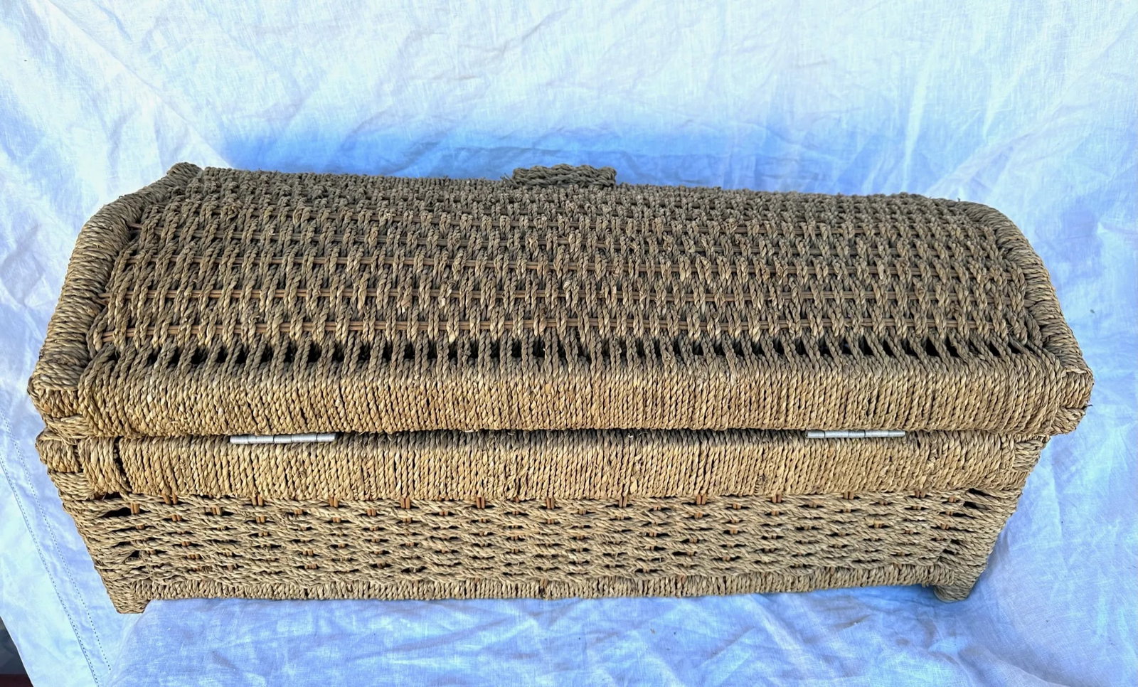 Vintage Rectangle Raffia Trunk - 2