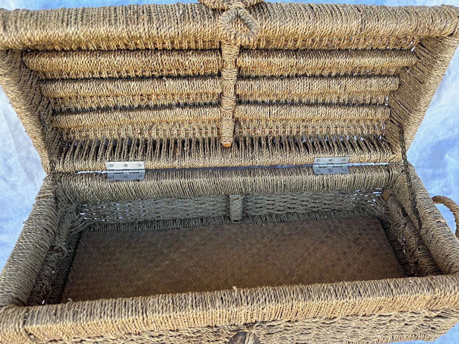Vintage Rectangle Raffia Trunk - 6