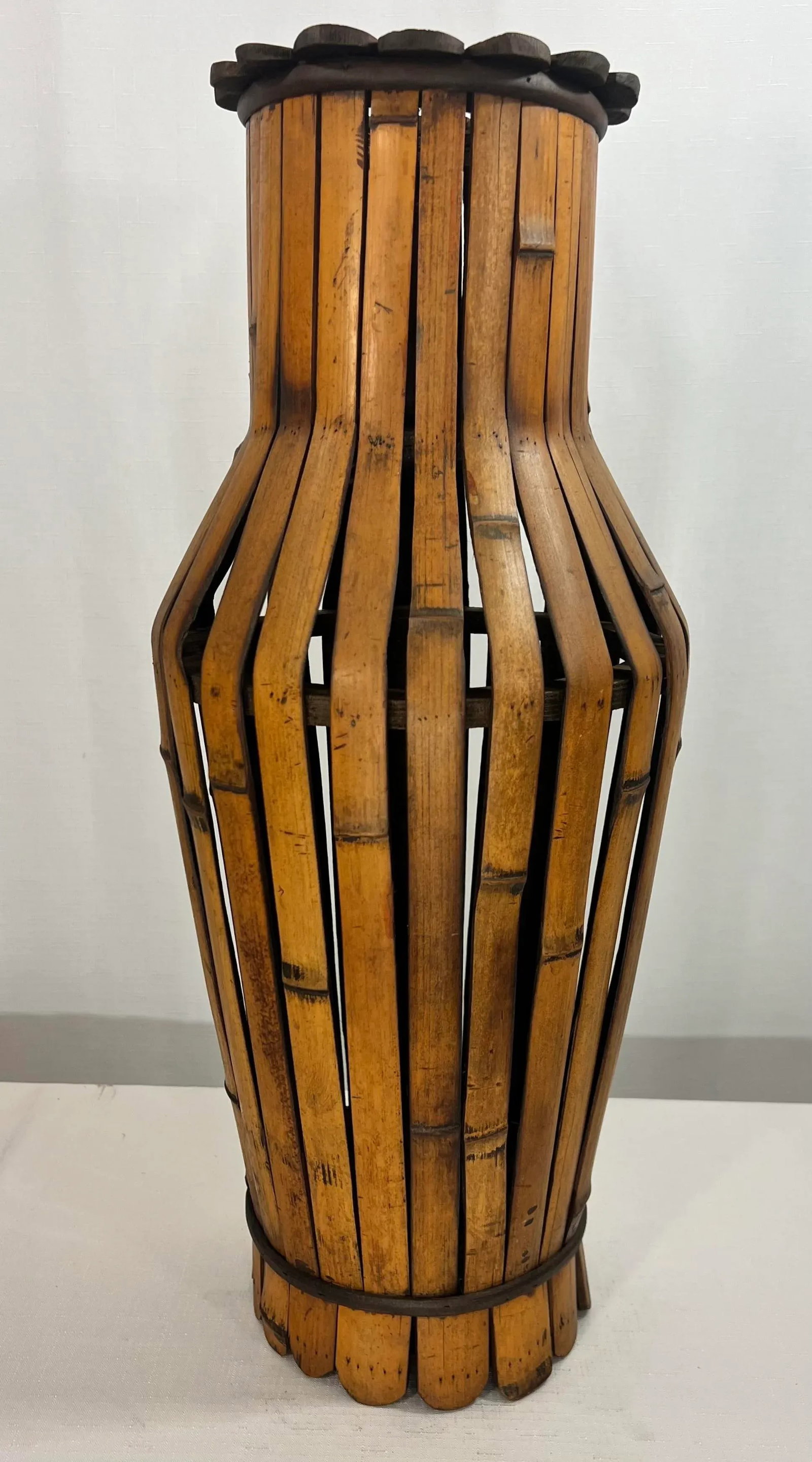 Vintage BoHo Chic Split Bamboo Floor Vase - 2