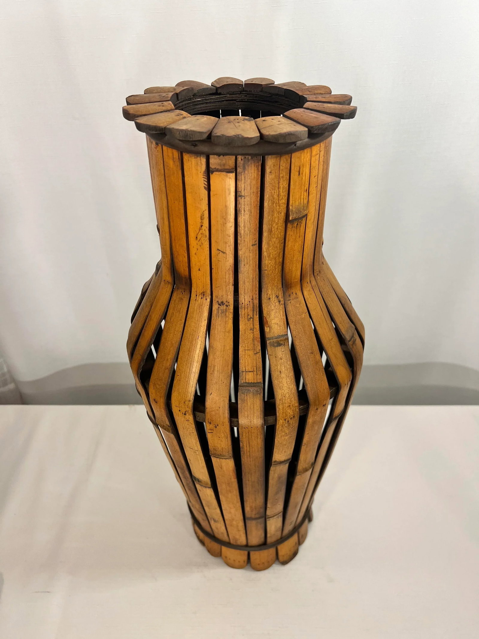 Vintage BoHo Chic Split Bamboo Floor Vase - 3