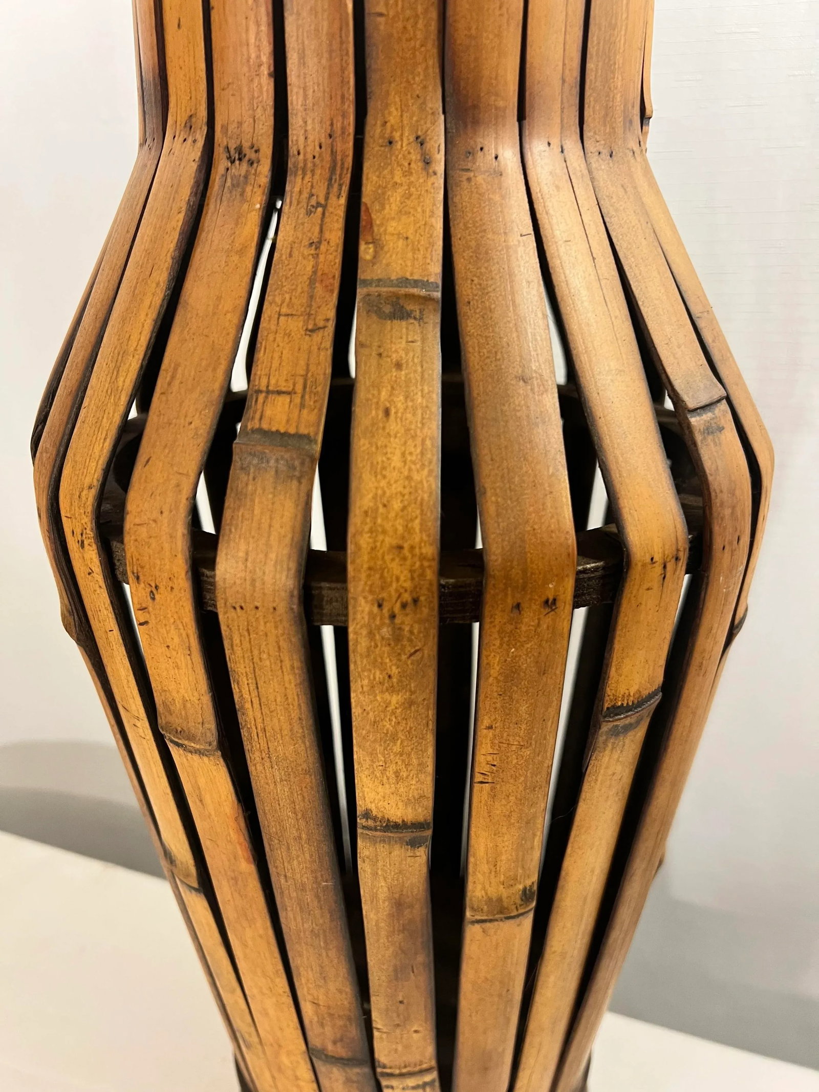 Vintage BoHo Chic Split Bamboo Floor Vase - 7