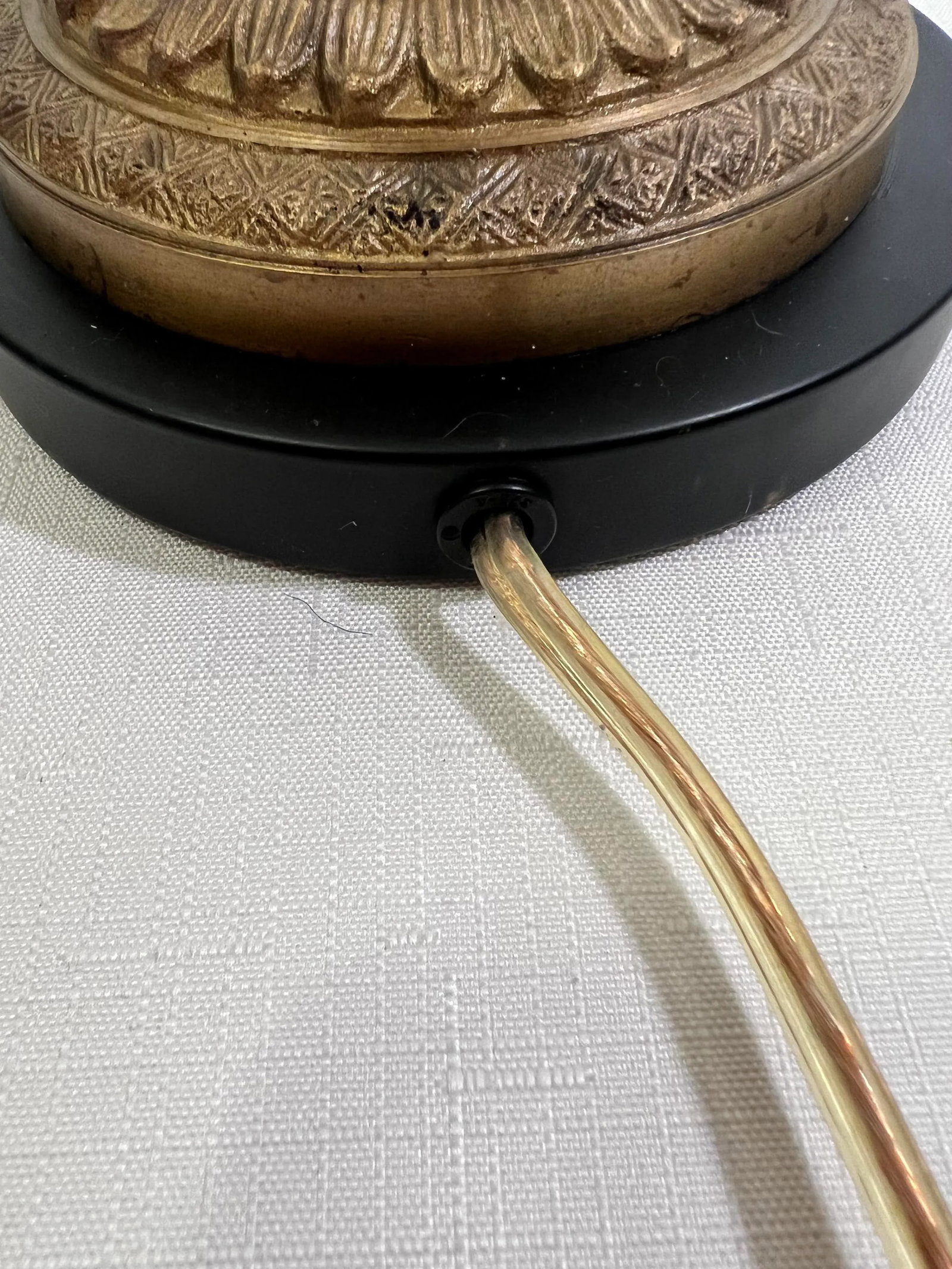 Vintage Regency Brass Column Candlestick Holder Table Lamp With Burgundy Floral Shade in the Style o - 8