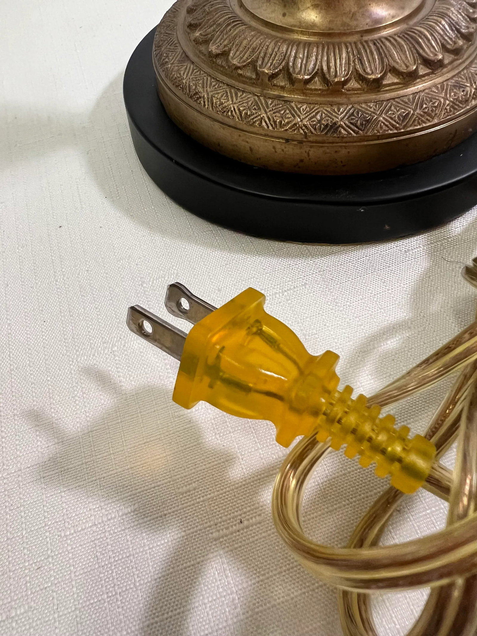 Vintage Regency Brass Column Candlestick Holder Table Lamp With Burgundy Floral Shade in the Style o - 9