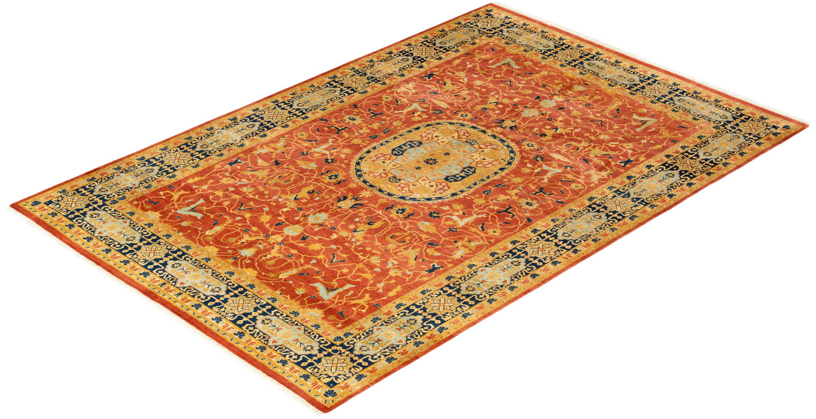 Mogul, One-of-a-Kind Hand-Knotted Area Rug - Orange, 6' 0" x 9' 0" - 8