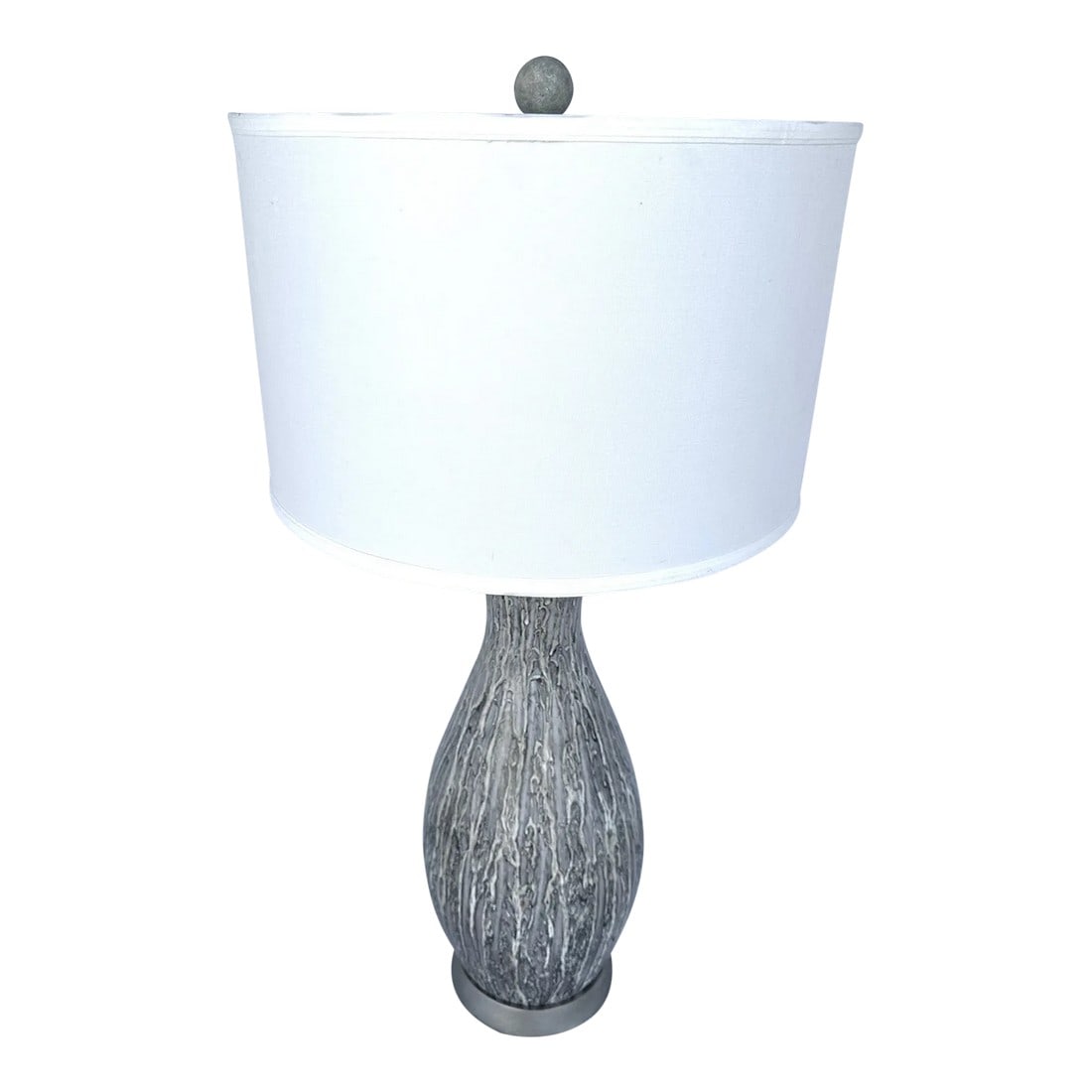 Currey & Company Paint Spill "Rana" Table Lamp: Rana Table Lamp, A hand-applied finish enlivens the surface of the Rana Table Lamp. Made from terracotta that was dripped with gray, white, and muted green glazes, the lamp has a mossy color palette.