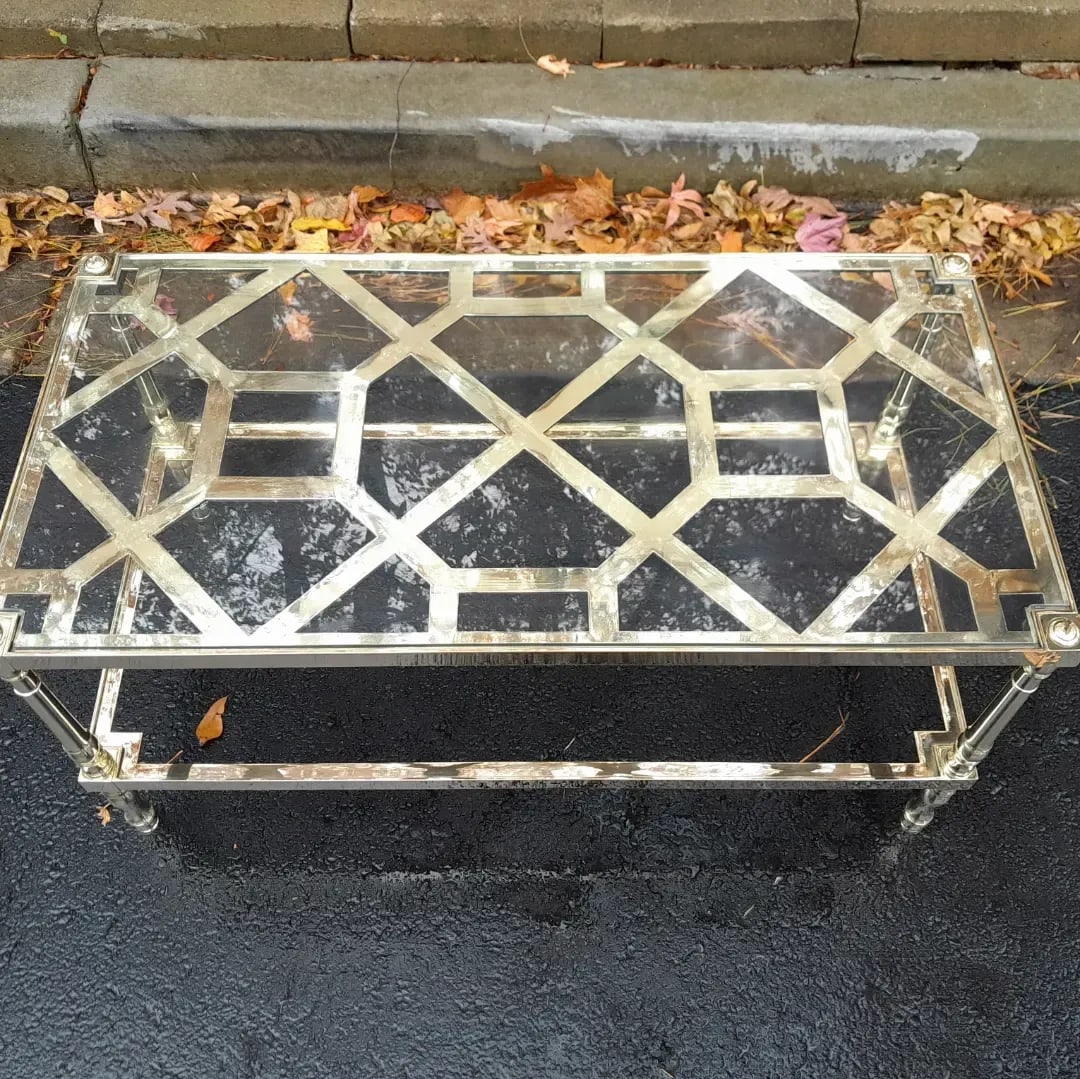 1960s Restored Vintage Smith & Watson Brass and Glass Two Tier Cocktail Table - 2