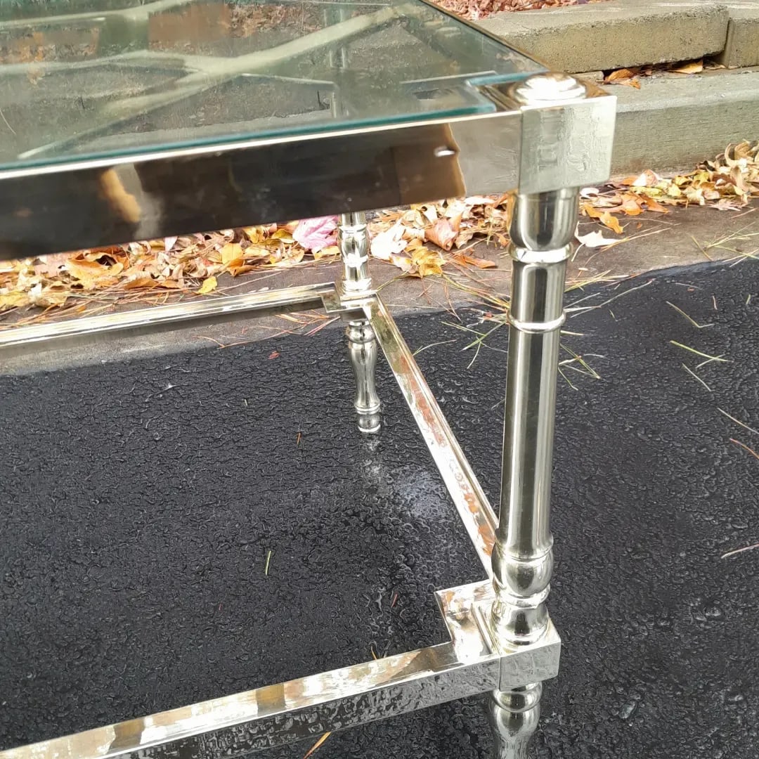 1960s Restored Vintage Smith & Watson Brass and Glass Two Tier Cocktail Table - 3