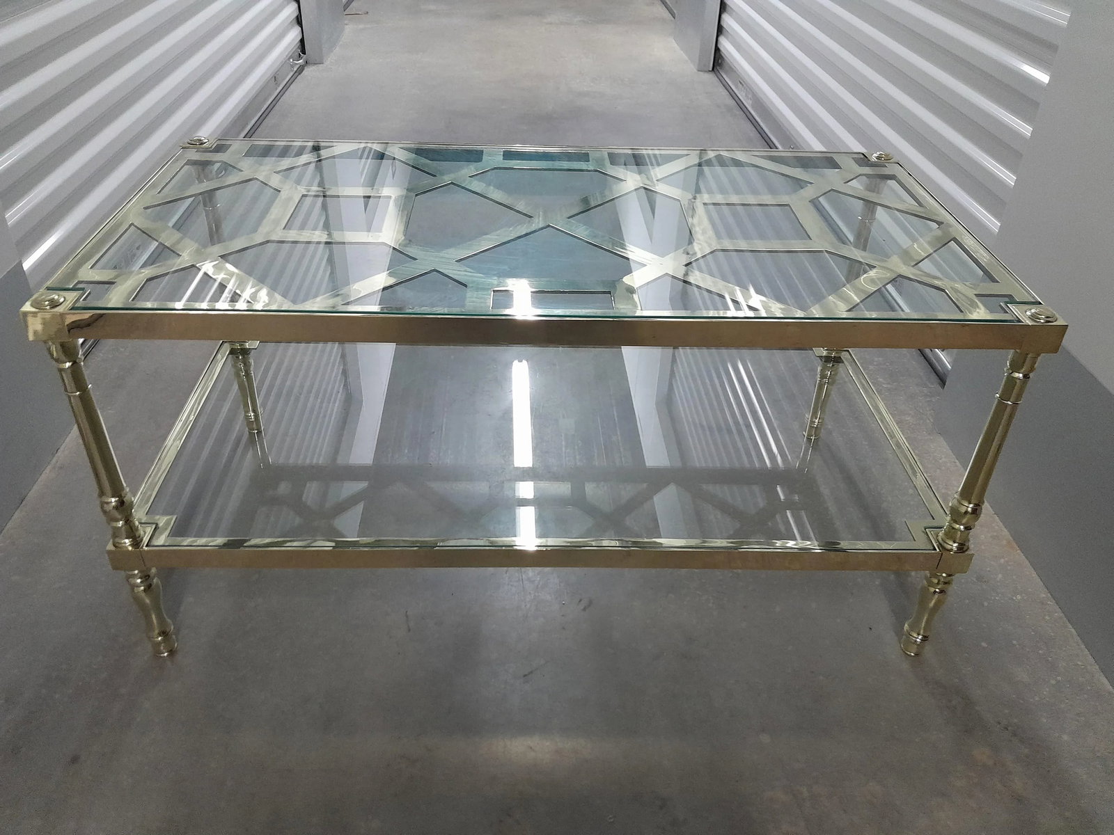 1960s Restored Vintage Smith & Watson Brass and Glass Two Tier Cocktail Table - 5