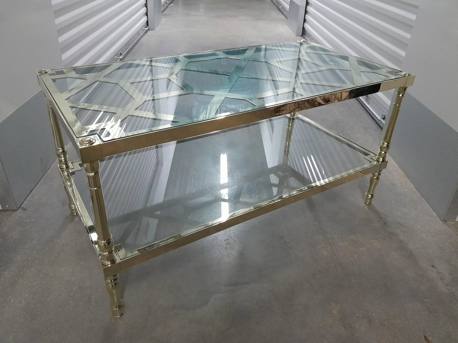 1960s Restored Vintage Smith & Watson Brass and Glass Two Tier Cocktail Table - 7