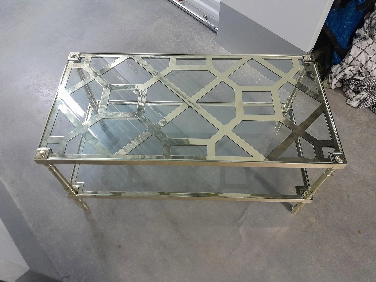 1960s Restored Vintage Smith & Watson Brass and Glass Two Tier Cocktail Table - 8