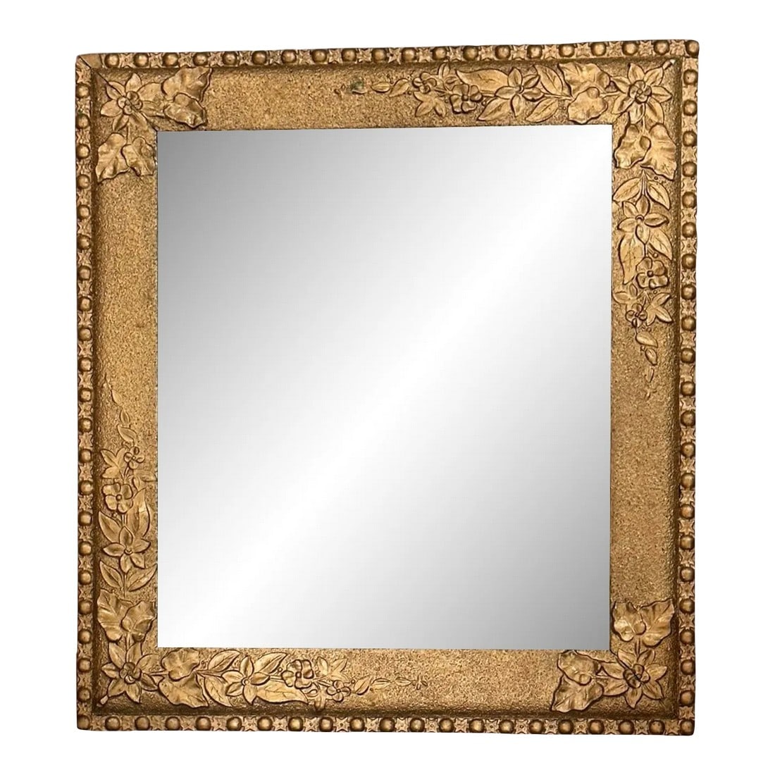 Antique Victorian Floral Gilded Plaster Oak Wood Frame Mirror (1 of 12)