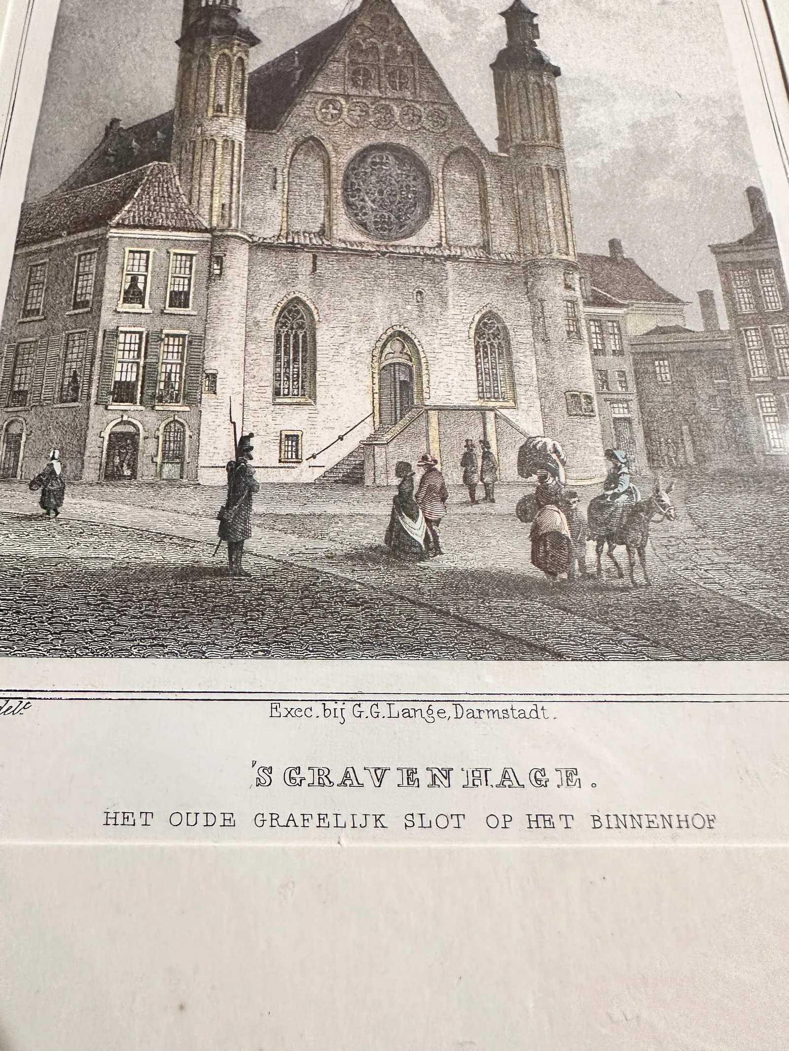 Lithograph Colored Print the Hague Netherlands Binnenhof - 2