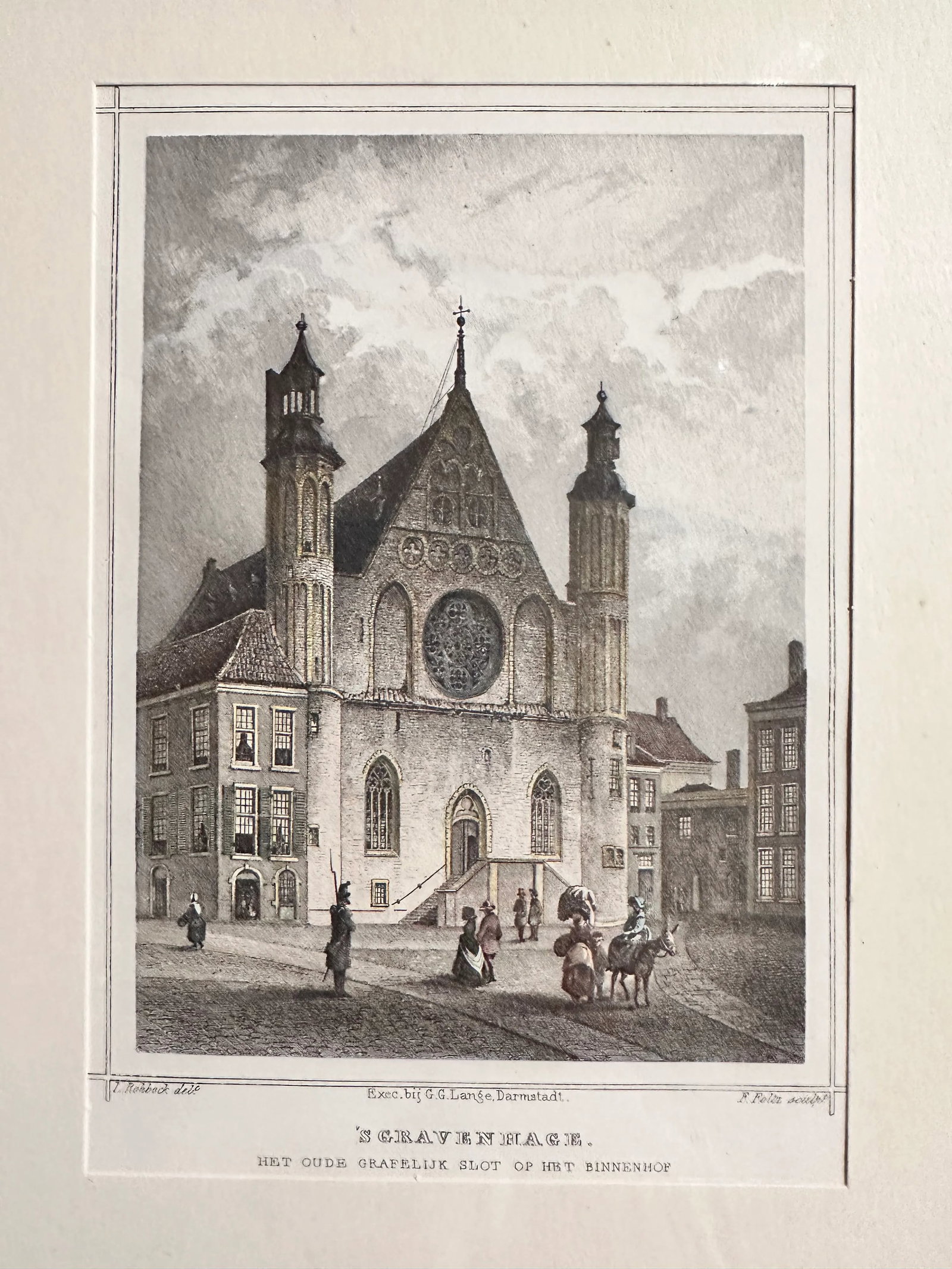 Lithograph Colored Print the Hague Netherlands Binnenhof - 3