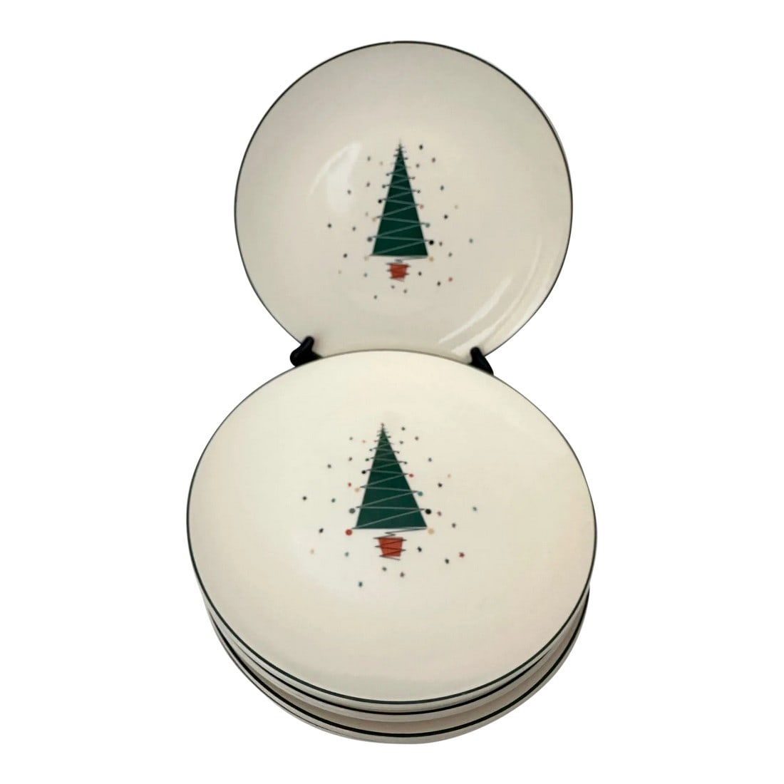 Vintage MCM Edwin Knowles Set of 8 Christmas Tree Dinner Plates: Vintage Edwin Knowles dinner plates a set of 8. Perfect MCM Christmas table setting. 8 plates 10.25in Make sure to follow me, I have flash sales for my followers only C2 Condition: Alterations: