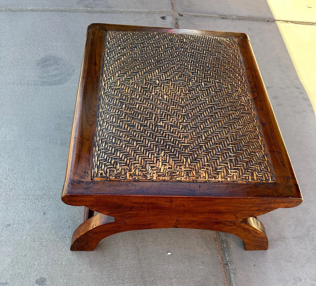 Indonesian Wood/Rattan Foot Stool - 3