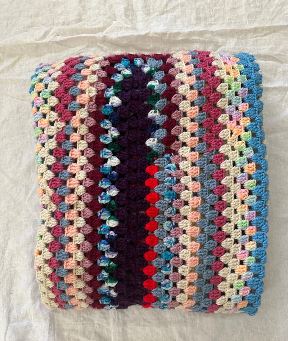 Vintage Multi-Color Crochet Throw - 4