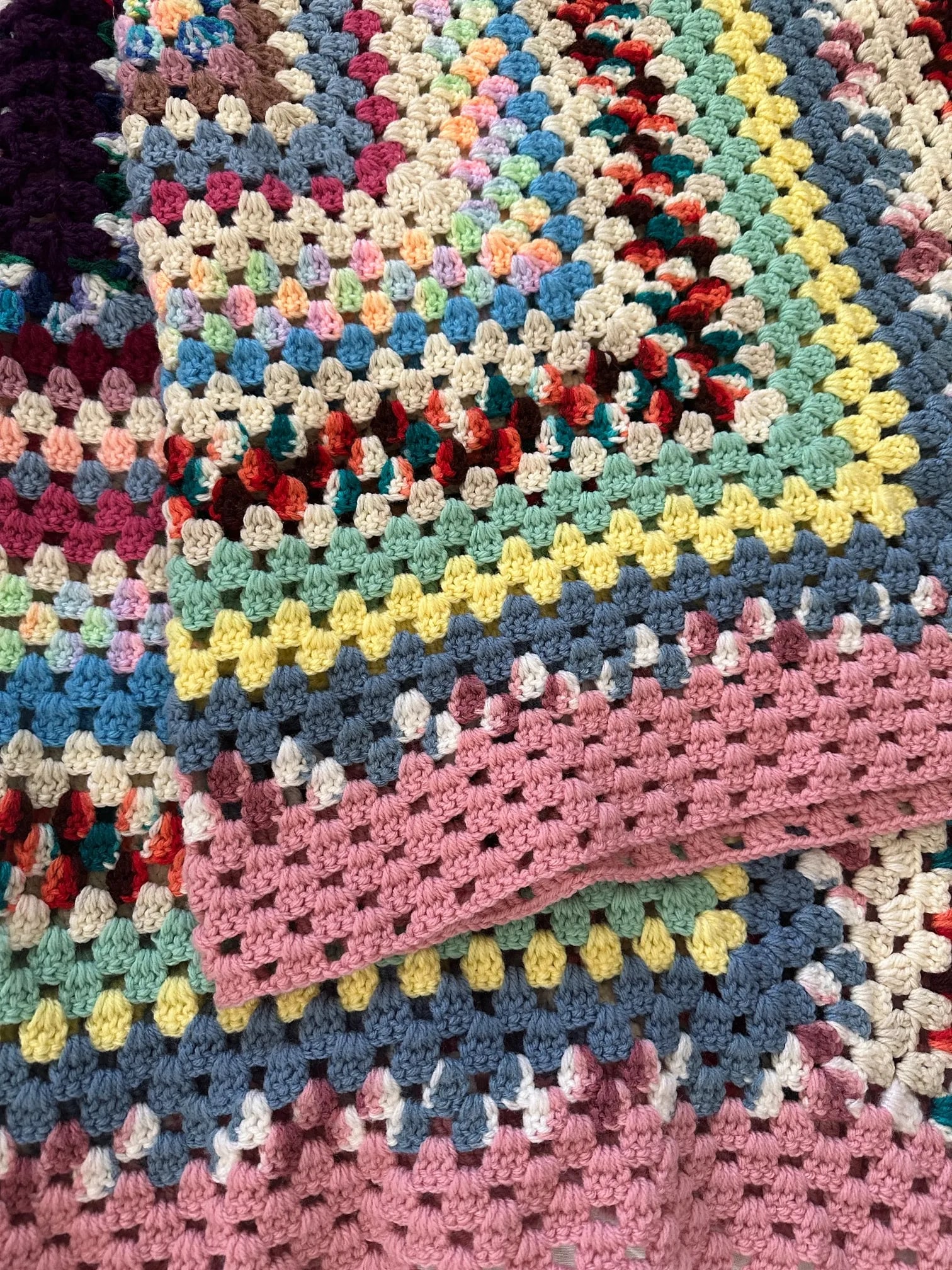 Vintage Multi-Color Crochet Throw - 5